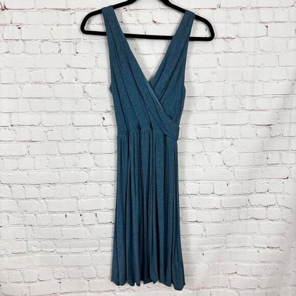 LOFT Women's Blue‎ Wrap Cross Front Dress Size S Stretch Sleeveless Casual